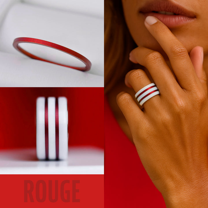 ❤️ Anneaux (2x minis) en aluminium rouge pour bague mood interchangeable