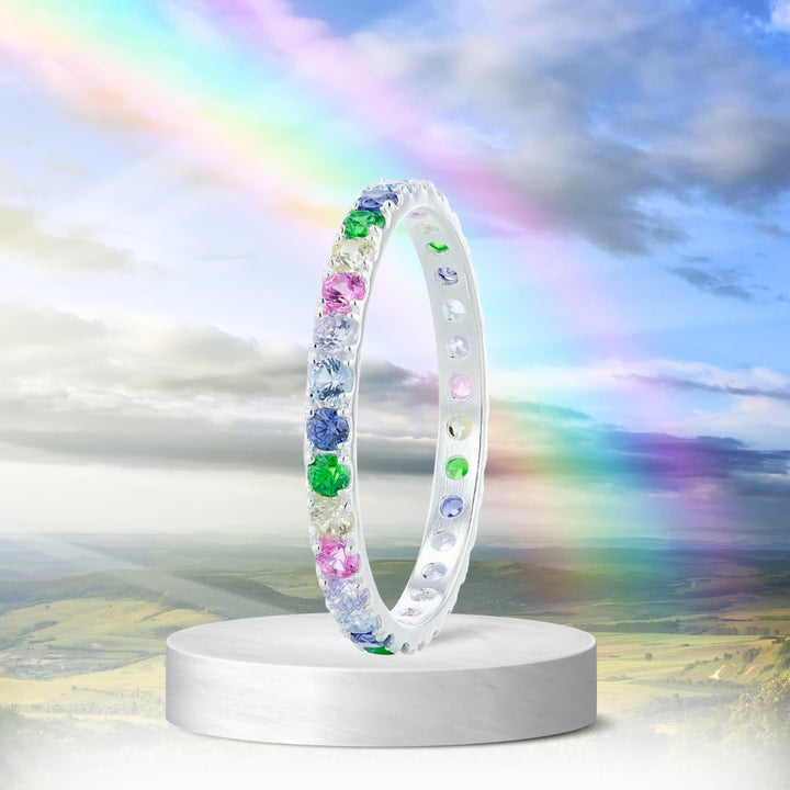💍 Innenring (Medium Addon) "Aura Pastell Regenbogen" aus 925er Silber mit Zirkonia Steine besetzt