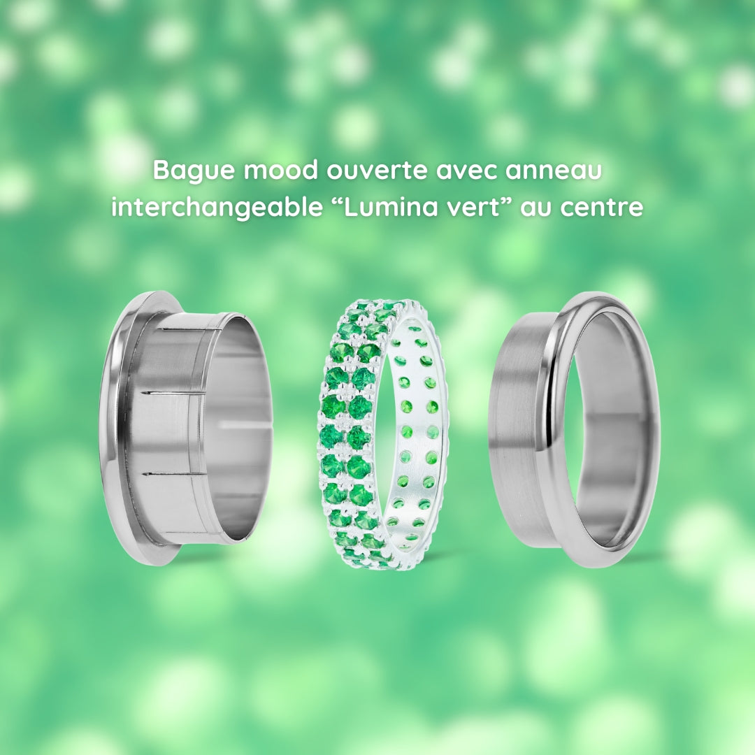 LUMINA vert émeraude - anneau interchangeable en argent 925 pour bague mood