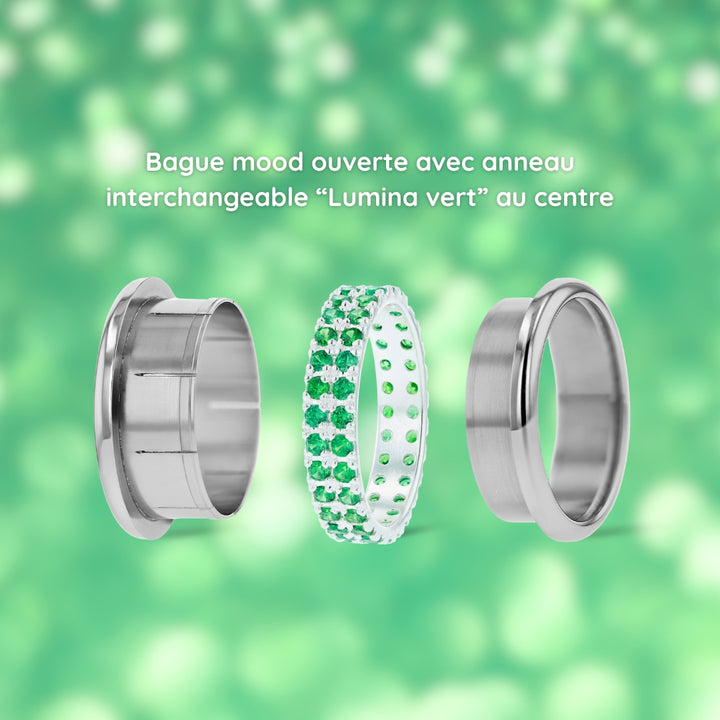 LUMINA vert émeraude - anneau interchangeable en argent 925 pour bague mood