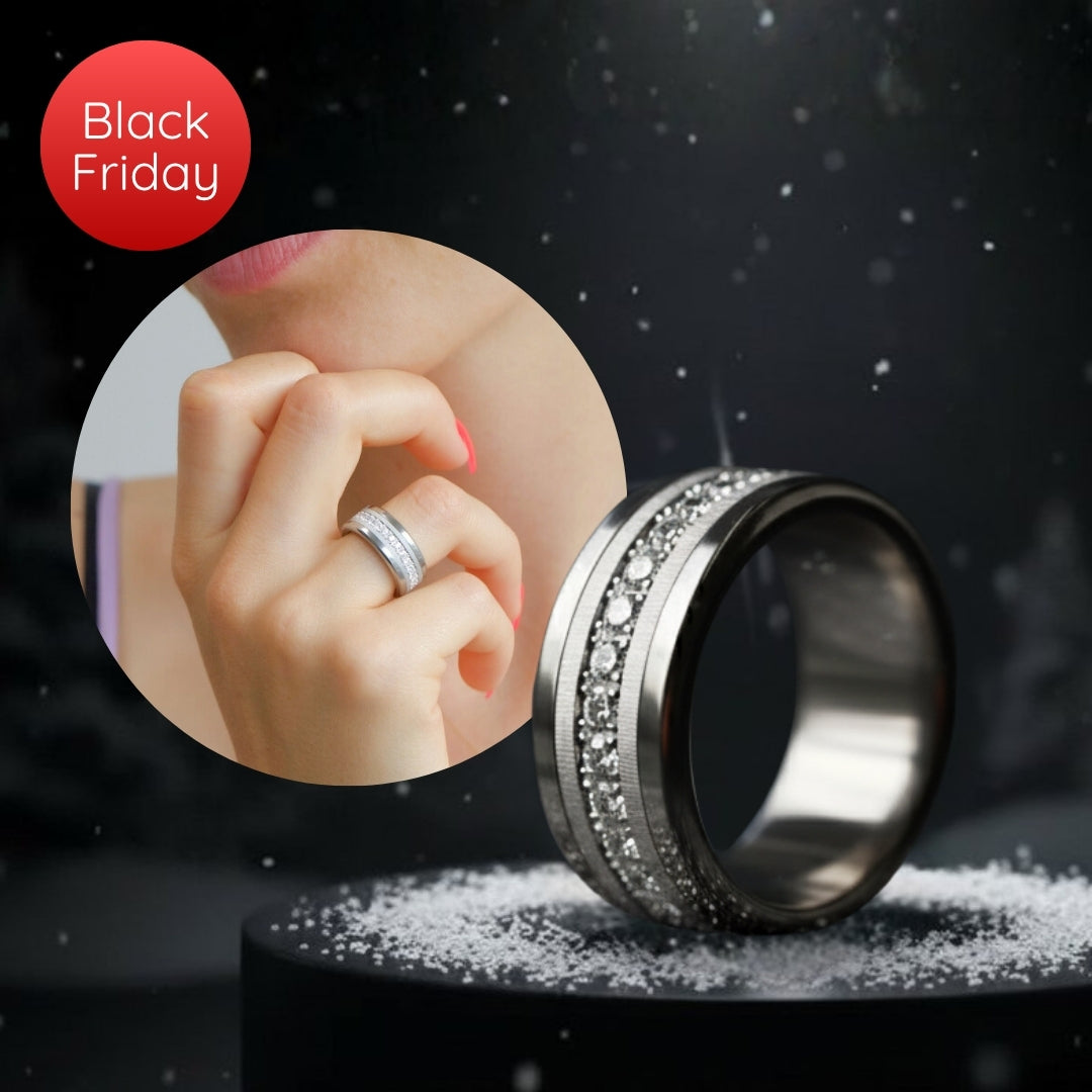 Auswechselbarer mood Ring „Winternacht“ aus 925er Silber und Zirkonia Steine