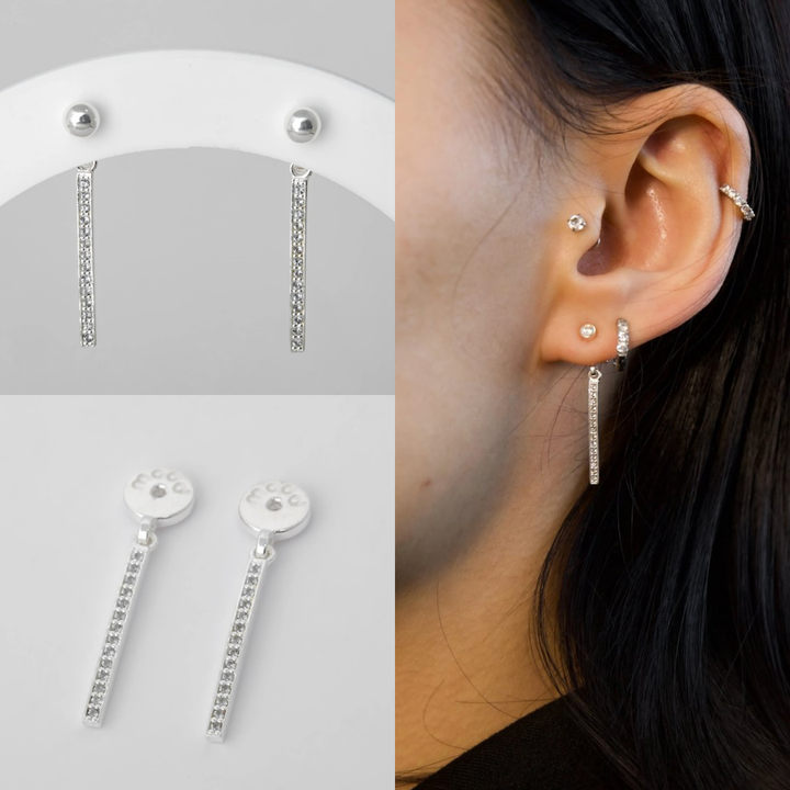 Drop „Frostige Aura“ Ohrhänger aus 925er Silber mit grauen Zirkonia Steinen für mood Ohrringe