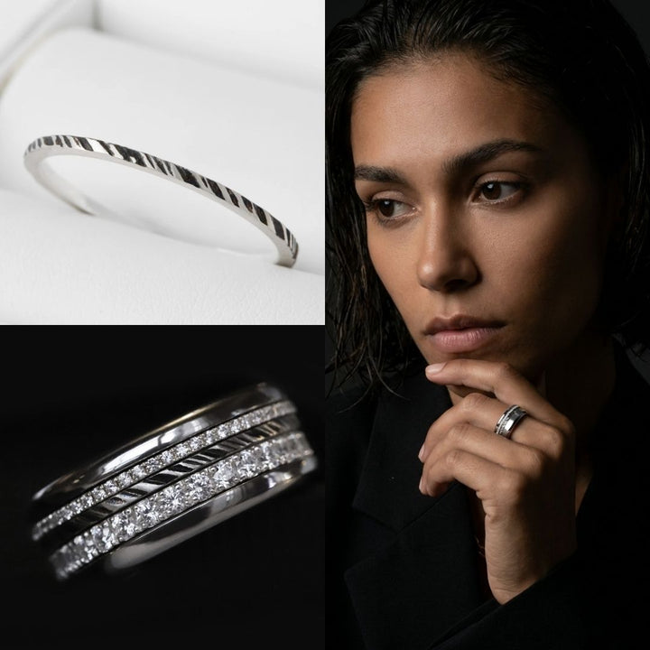 Anneau (mini) en argent 925 oxydé "Vantra" pour bague mood interchangeable