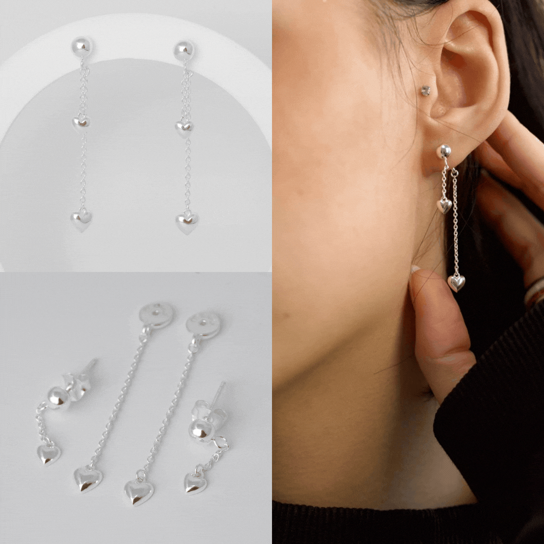 "Clip & Drop Heart" mood aus 925er Silber (Auswechselbarer Ohrschmuck)