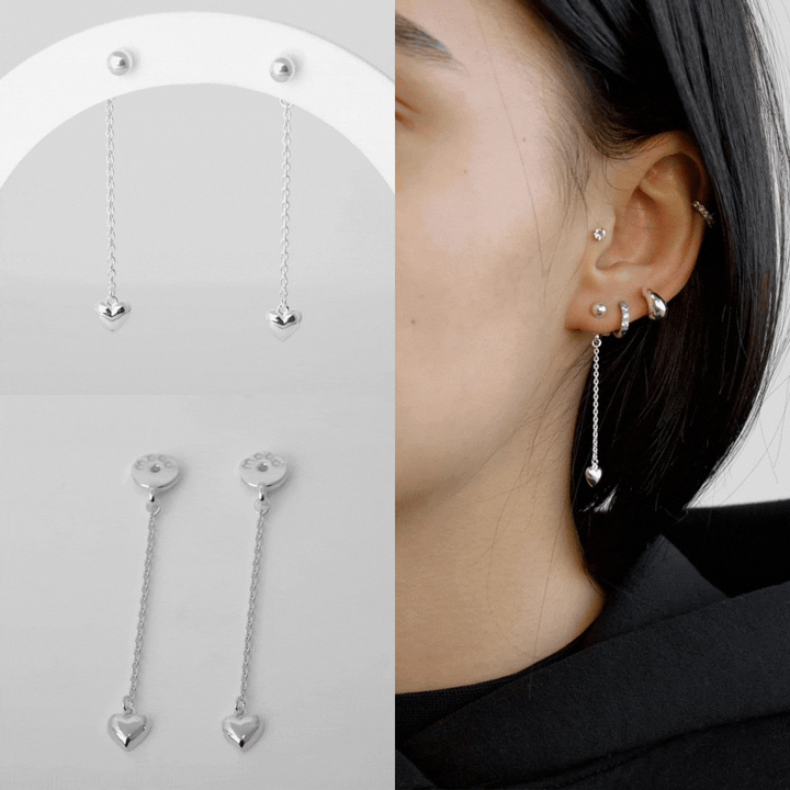 Drop „Heart“ Ohrhänger aus 925er Silber für mood Ohrringe