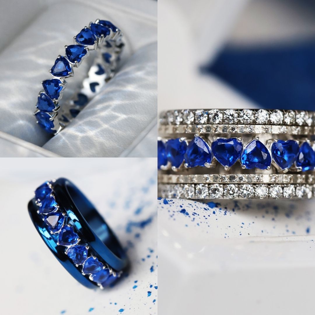 ⛴️💙 Anneau (addon deux tiers) "Aurheart Titanic" en argent 925 serti de zircons bleus royal