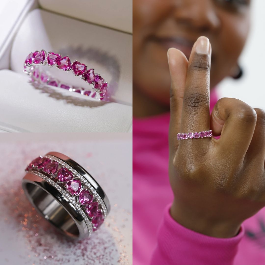 💍💖 Anneau (addon deux tiers) "Aurheart rubis" en argent 925 serti de zircons rubis