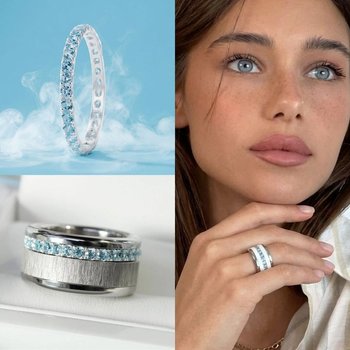 💍 Anneau (addon medium) "Aura Céleste" en argent 925 serti de zircons bleus