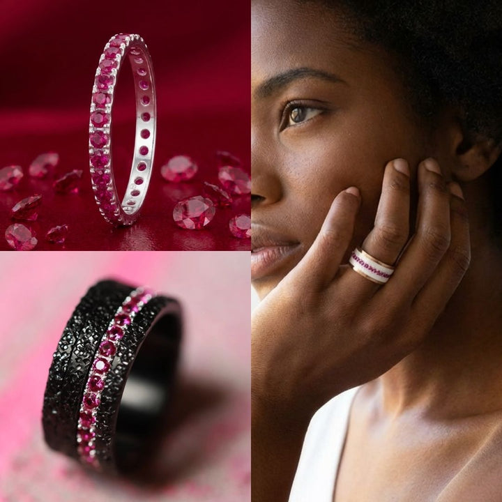 💍 Anneau (addon medium) "Aura Rubis" en argent 925 serti de zircons rubis