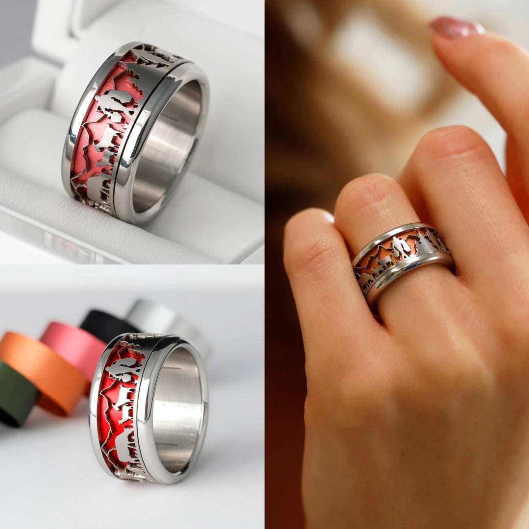 Bague mood interchangeable "Poya" avec motifs suisses et couleur interchangeable