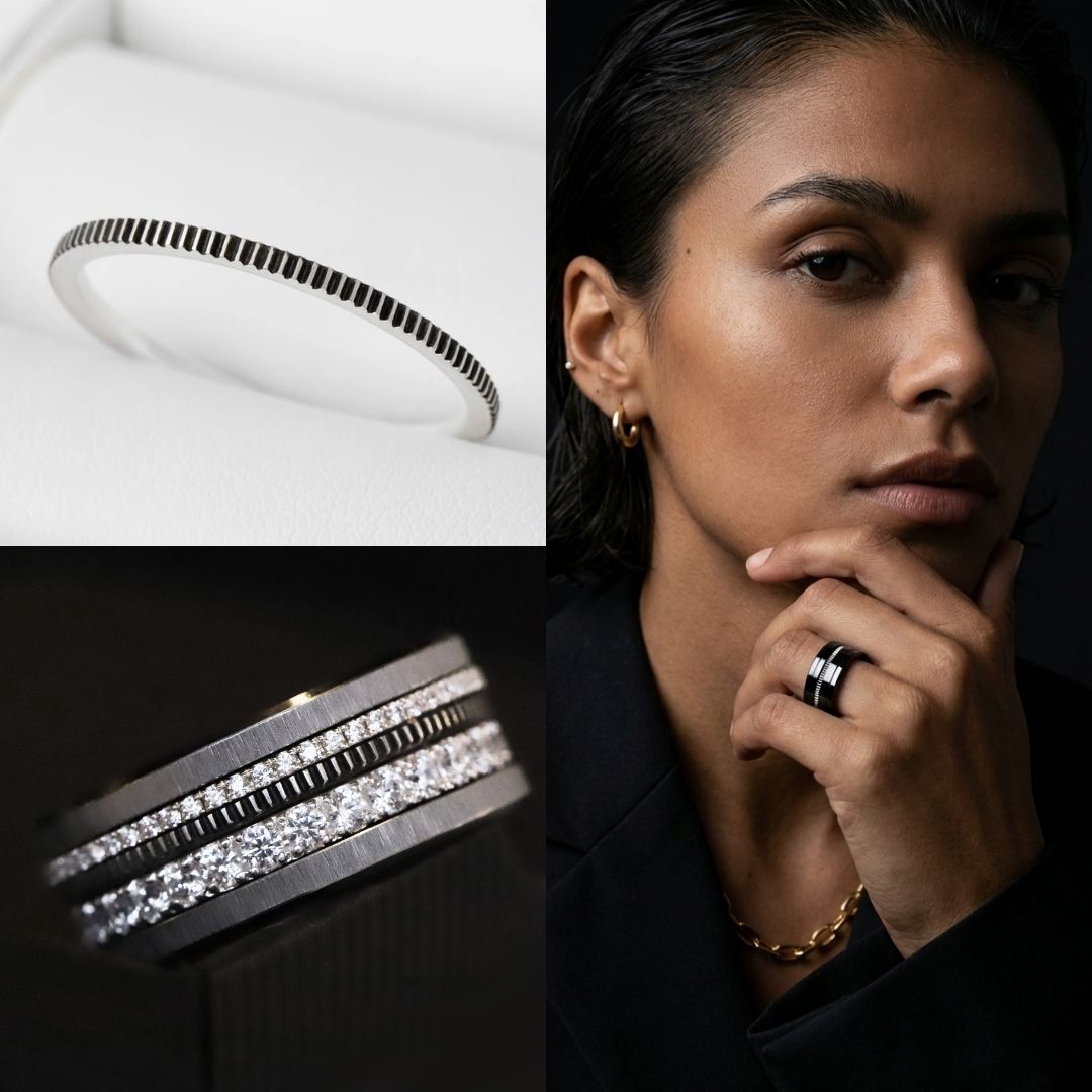 Anneau (mini) en argent 925 oxydé "Oria" pour bague mood interchangeable