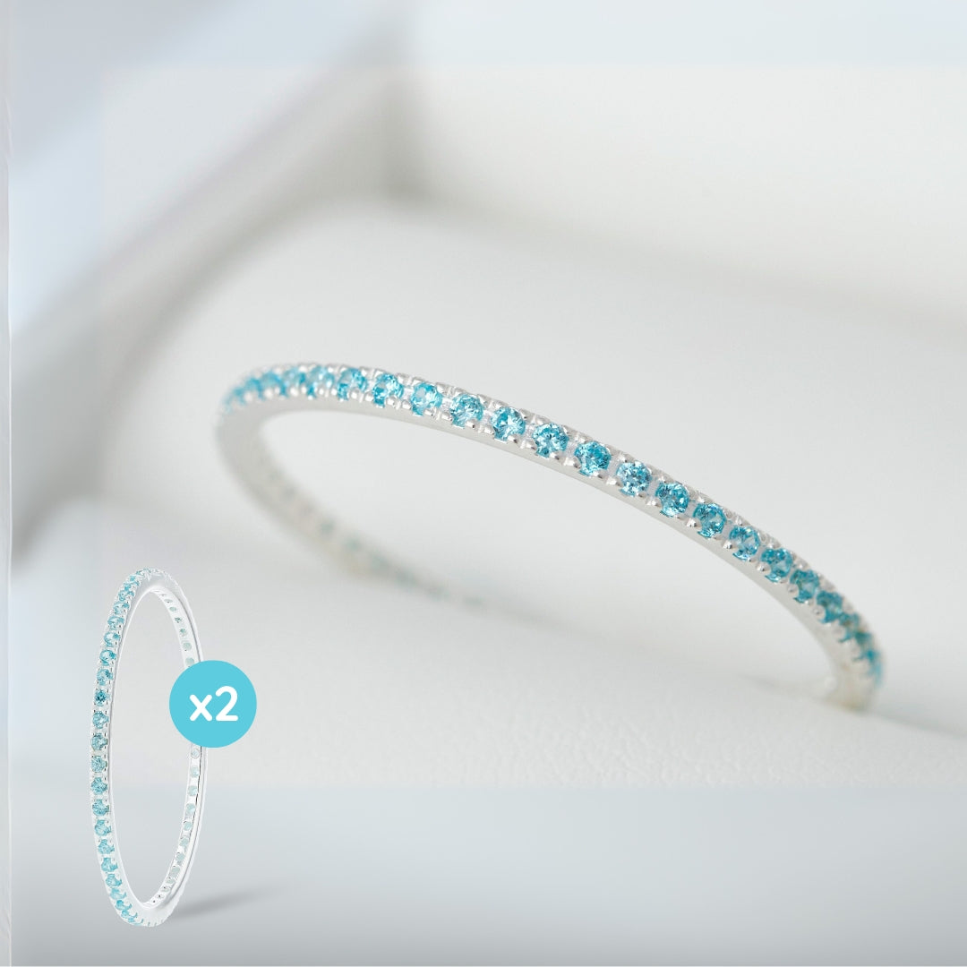 💍 Pack de 2 minis "Aura Céleste" en argent 925 serti de zircons bleus