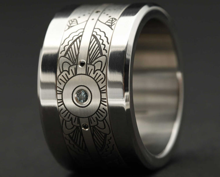 Addon Argent Gravé - Addon Mandala Grenats