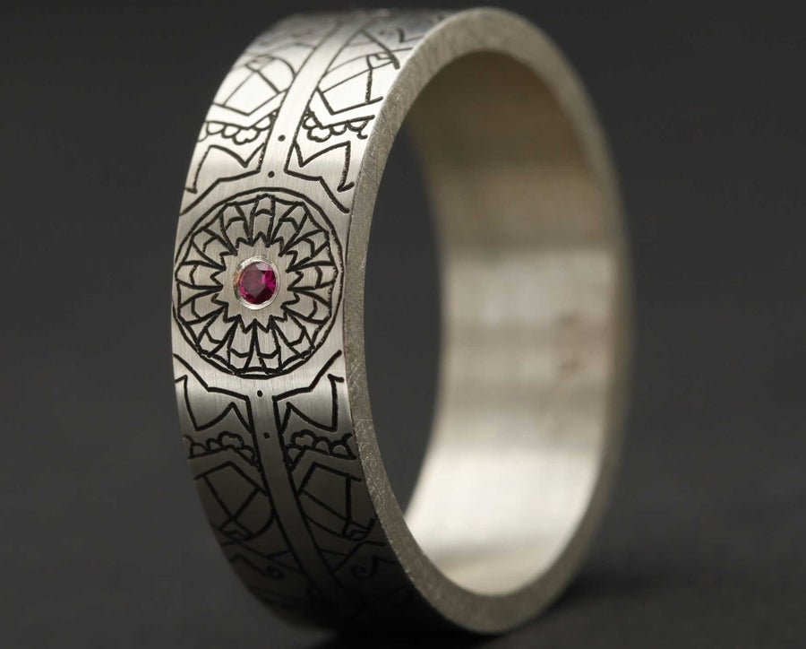 Addon Argent Gravé - Addon Mandala Rubis