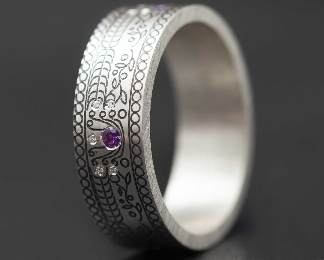 Addon Argent Gravé - Améthyste