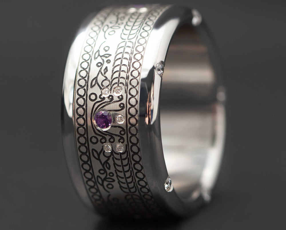 Addon Argent Gravé - Améthyste