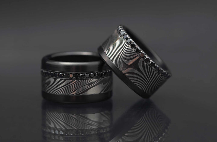Base small black entièrement sertie de diamants noirs 1.9mm sur un côté