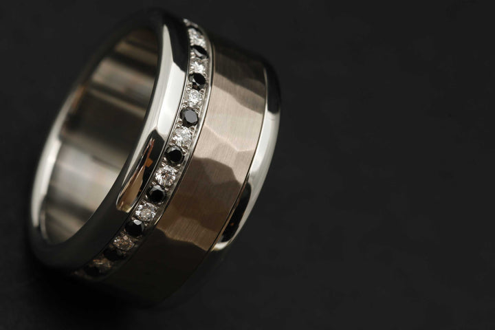 Addon medium acier entièrement serti de diamants et diamants noirs 1.6 mm