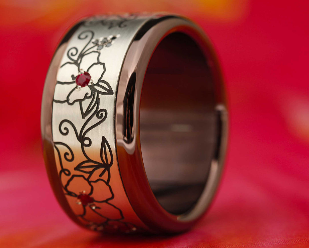 Addon Hibiscus argent serti