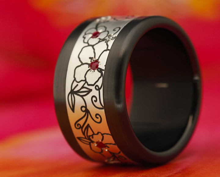 Addon Hibiscus argent serti