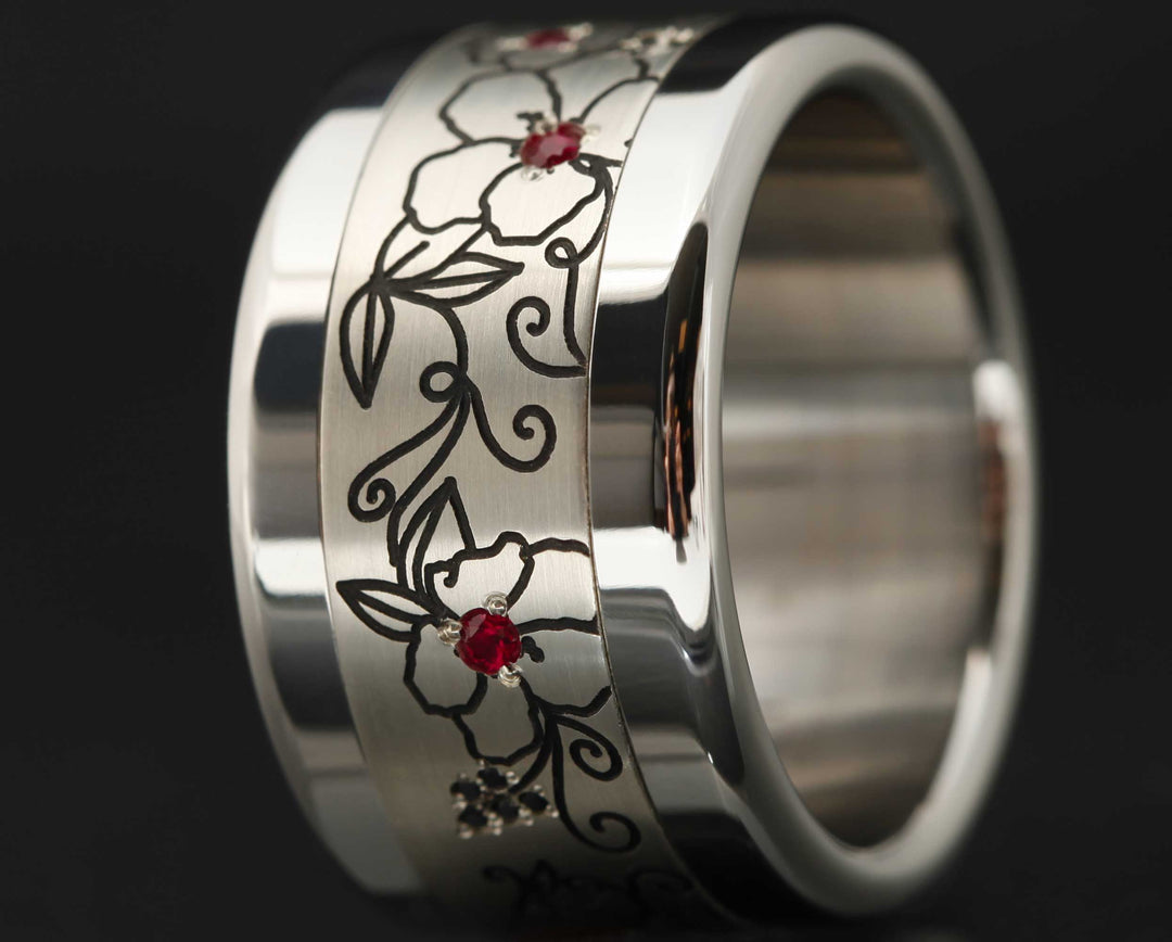 Addon Hibiscus argent serti