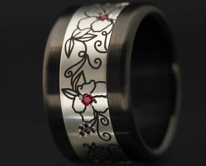 Addon Hibiscus argent serti
