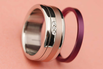 Liskamm Ring-Set mit 3 Diamanten - Auswechselbarer mood Ring