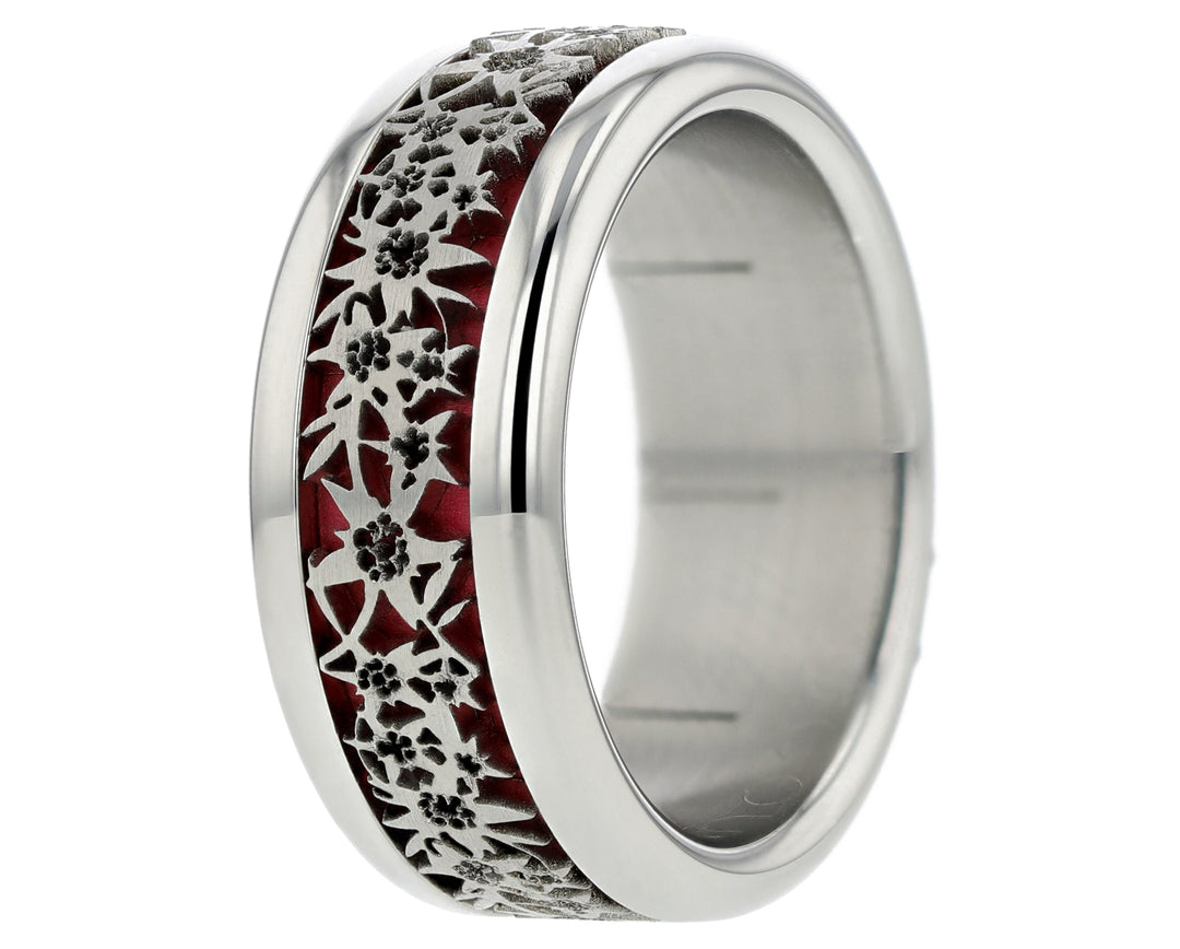 Bague Edelweiss arrondie polie rouge
